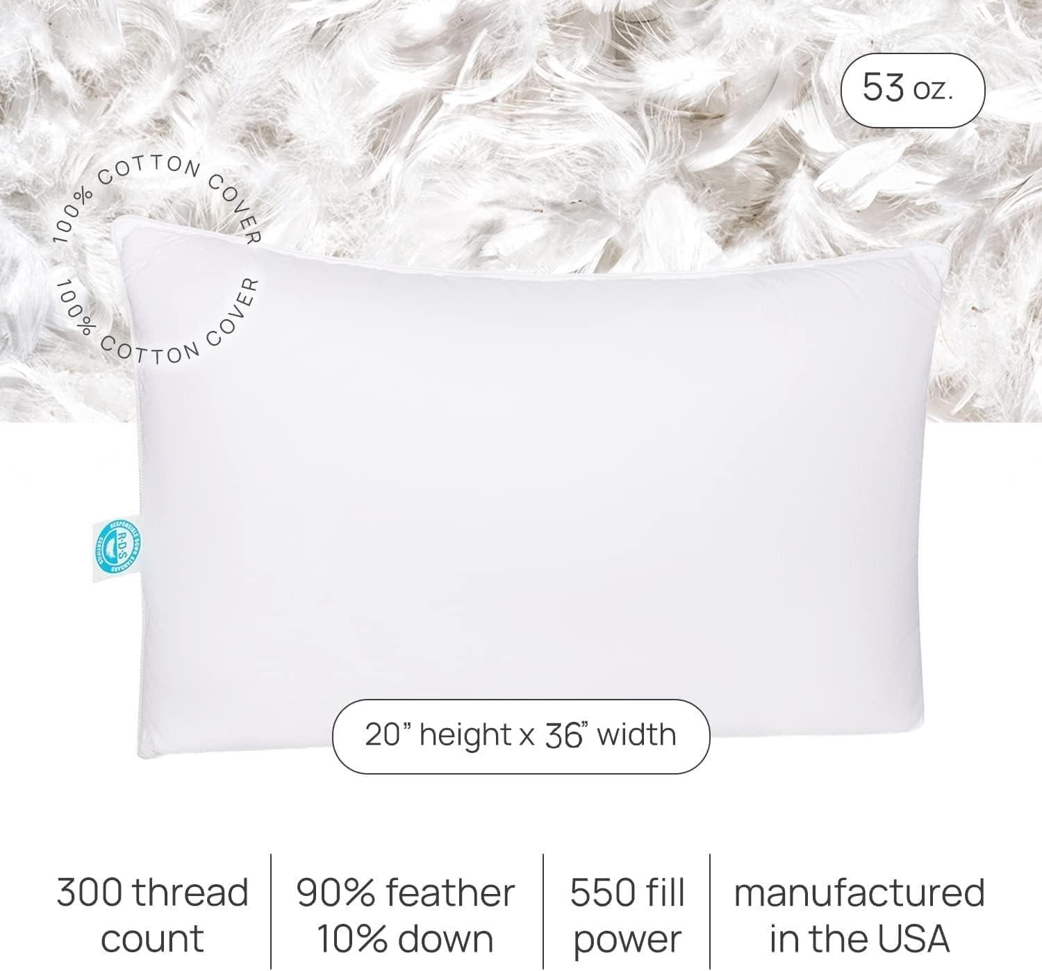 East Coast Bedding 10/90 Pure Dream Firm Goose Down Feather Pillow, King Size, Set of 2