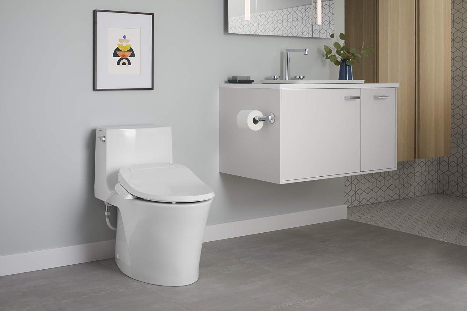 Veil White Polished Elongated Dual-Flush Free Standing Toilet