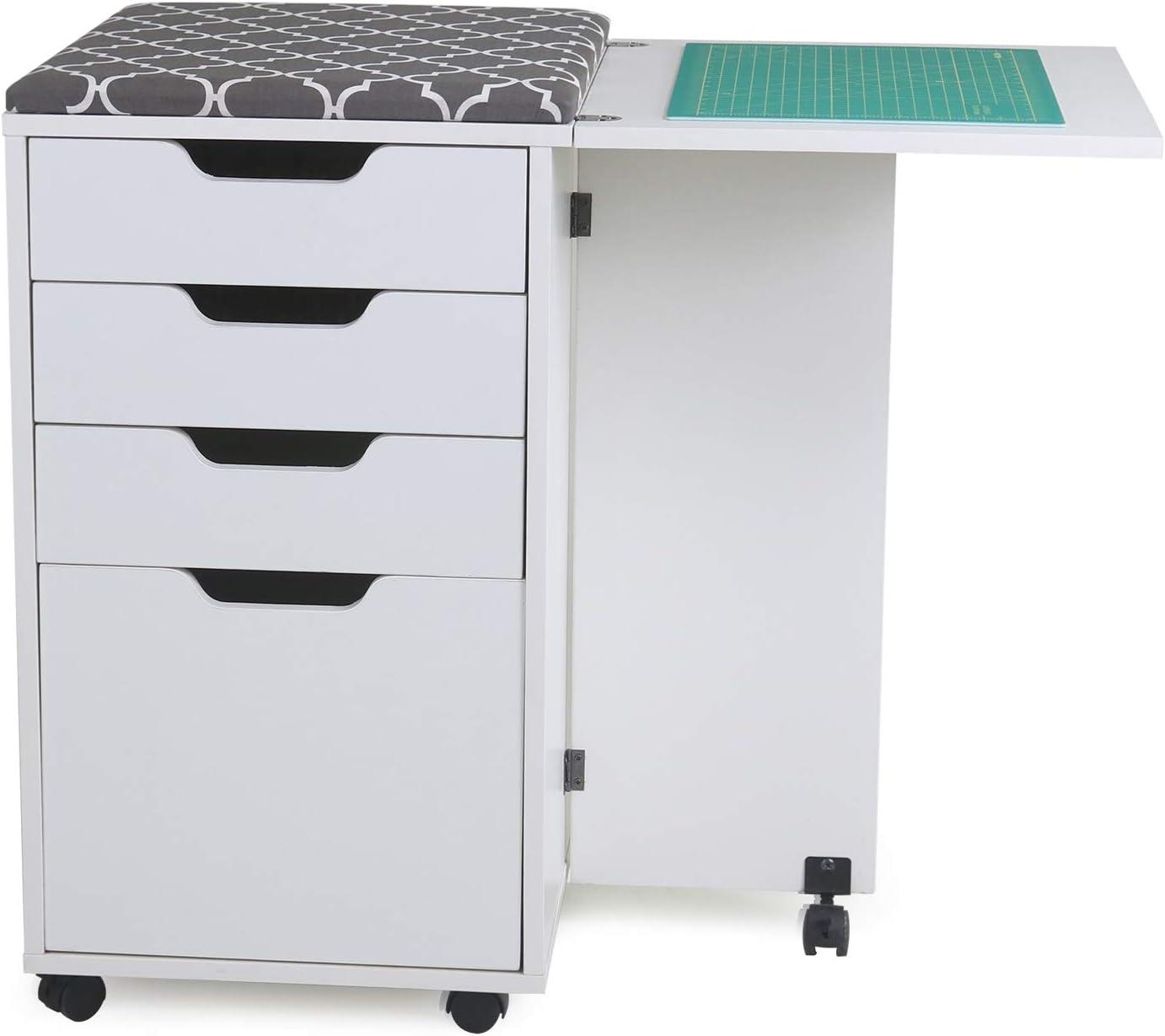 White Ash Multi-Functional Sewing Storage Cabinet with Ironing Station