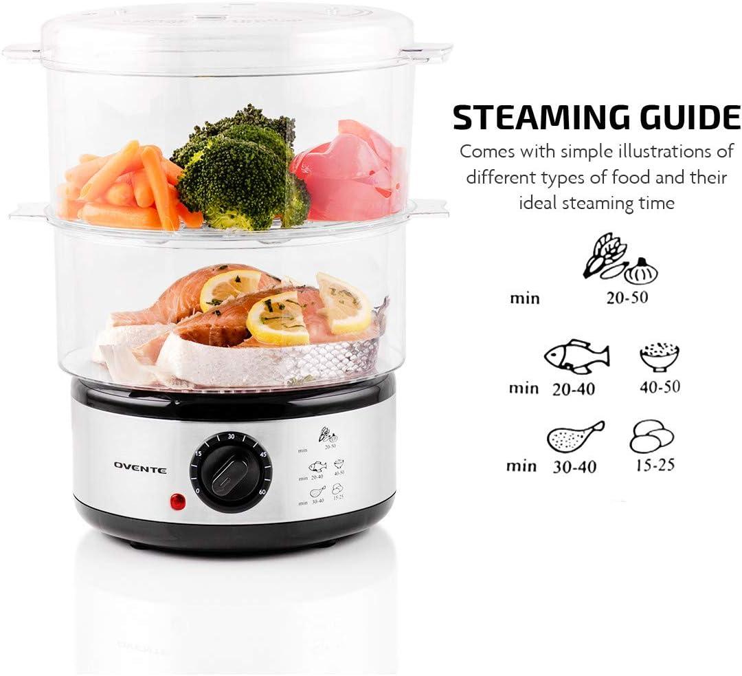 OVENTE 2-Tier Electric Food Steamer 5 Quarts Total Capacity
