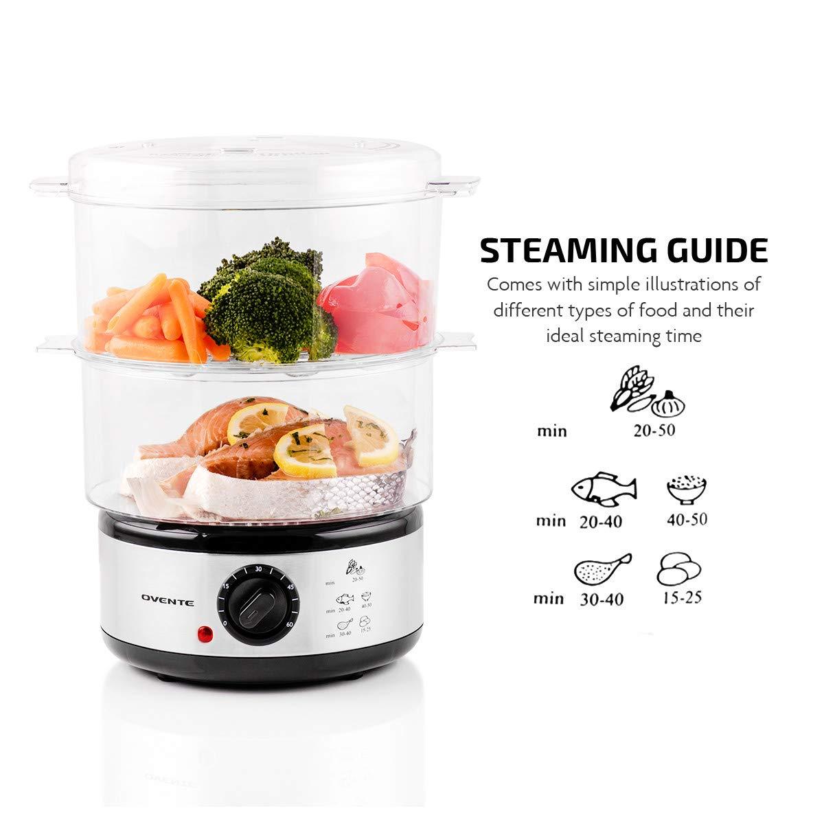 OVENTE 2-Tier Electric Food Steamer 5 Quarts Total Capacity