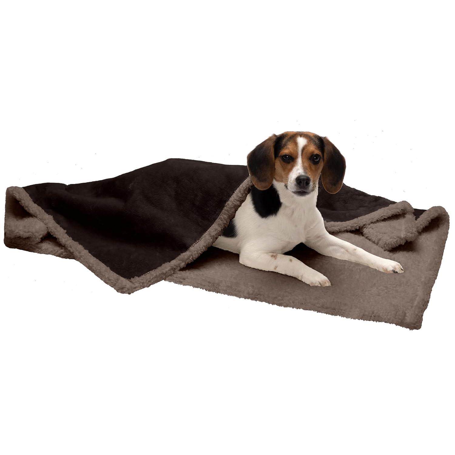 FurHaven Snuggly & Warm Soft-Edge Warming Waterproof Blanket