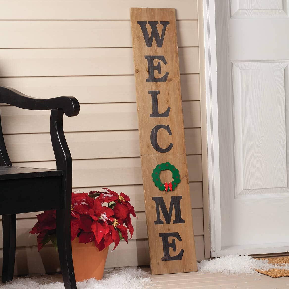 Fox Valley Traders Folding Wooden Welcome Sign, Including 10 Interchangeable Holiday Shapes with Magnets