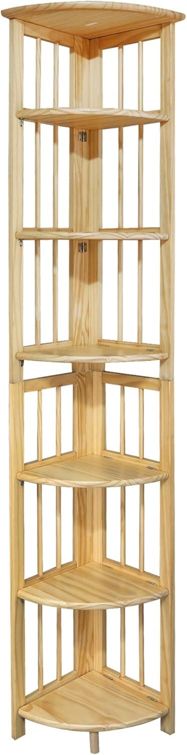 Casual Home 4-Shelf Corner Folding Bookcase-Color:Natural