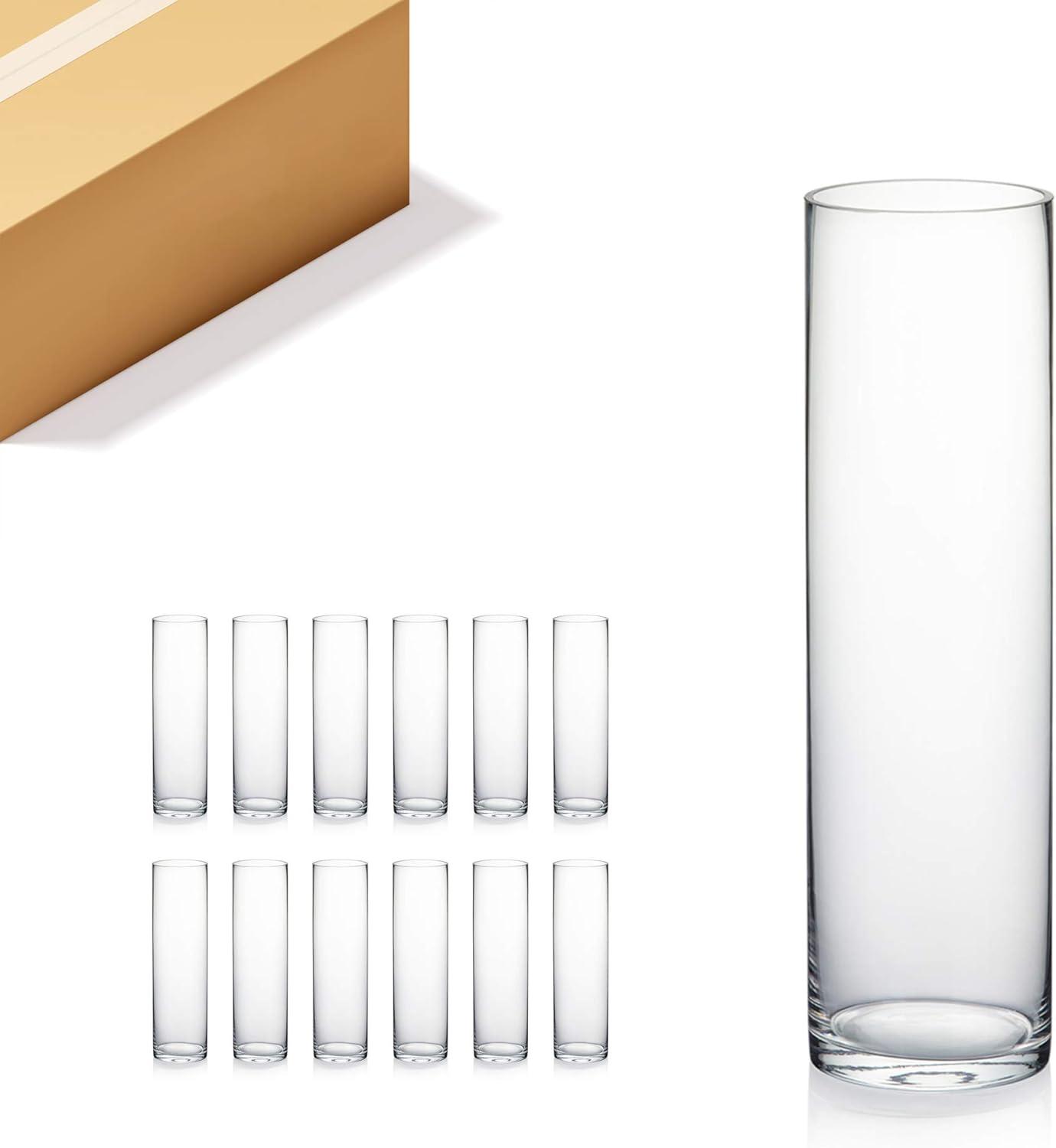 WGV International 4" Wide Clear Cylinder Glass Vase, Candle Holder, Home Accent, 1 Piece 14-inches H