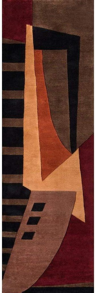 New Wave Red and Brown Hand-Tufted Wool Runner Rug