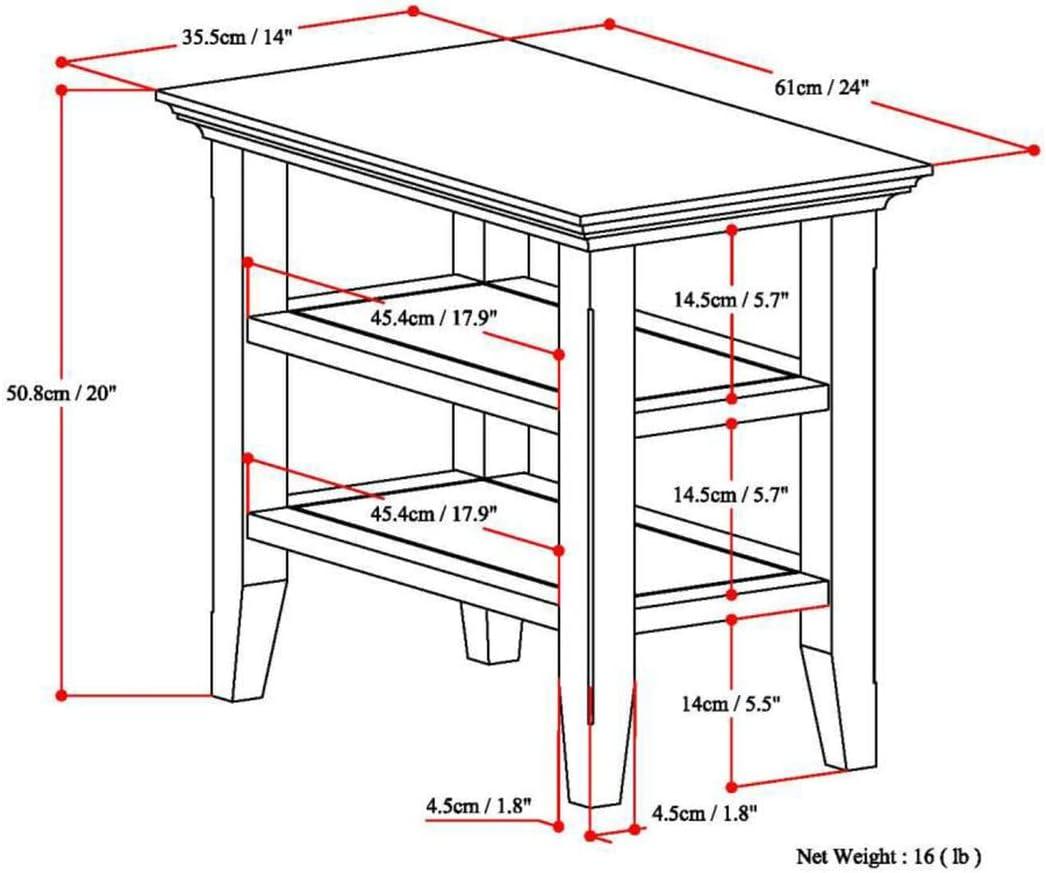 Acadian Distressed Grey Solid Pine 14" Narrow Side Table with Shelves