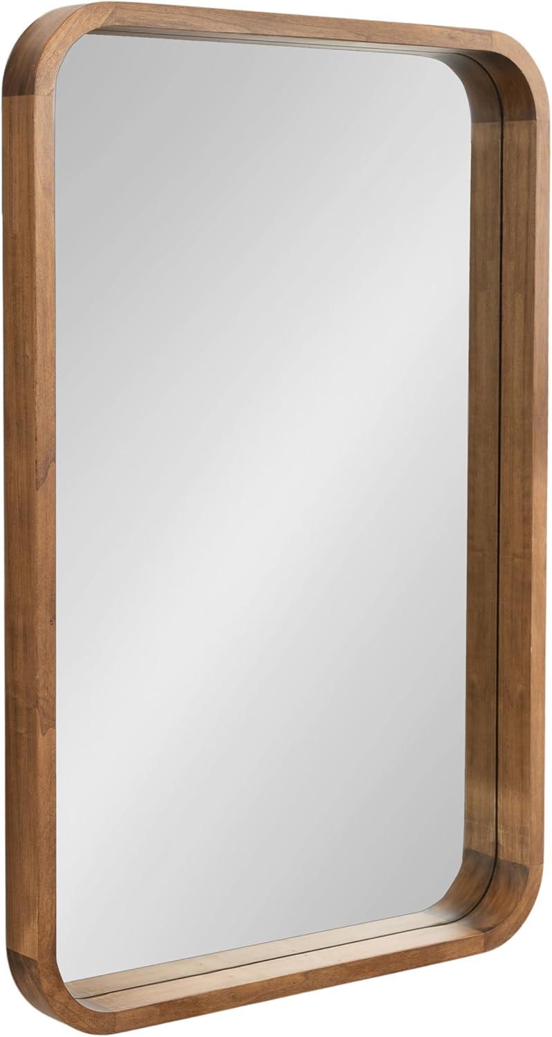 Kate & Laurel All Things Decor 24"x36" Hutton Wood Framed Radius Rectangle Mirror Rustic Brown