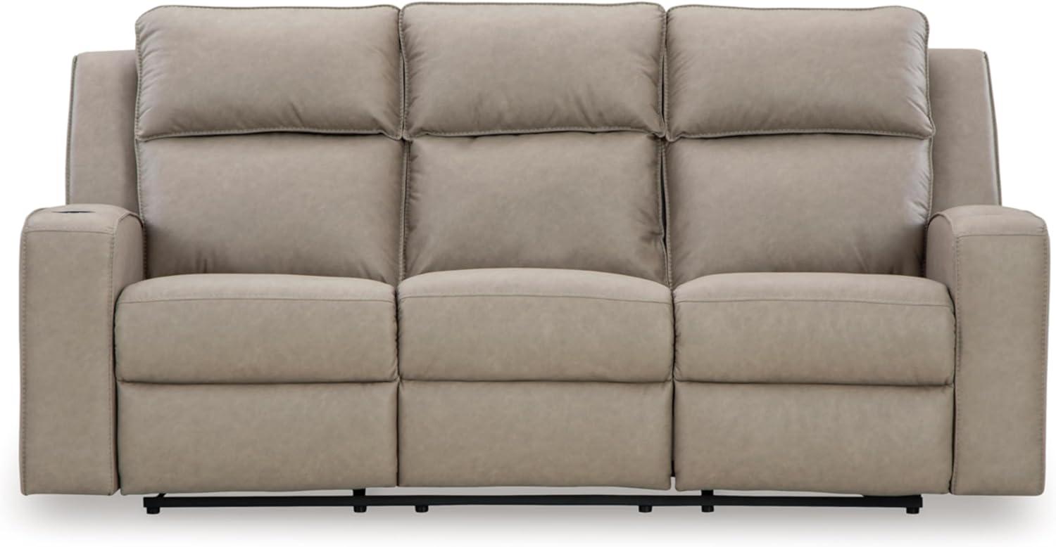 Pebble Faux Leather Reclining Sofa with Cup Holders