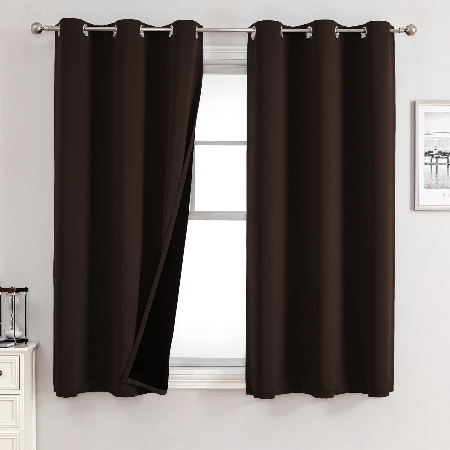 ChrisDowa Grommet Blackout Curtains for Bedroom and Living Room - 2 Panels Set Thermal Insulated Room Darkening Curtains (Black, 42 x 63 Inch)