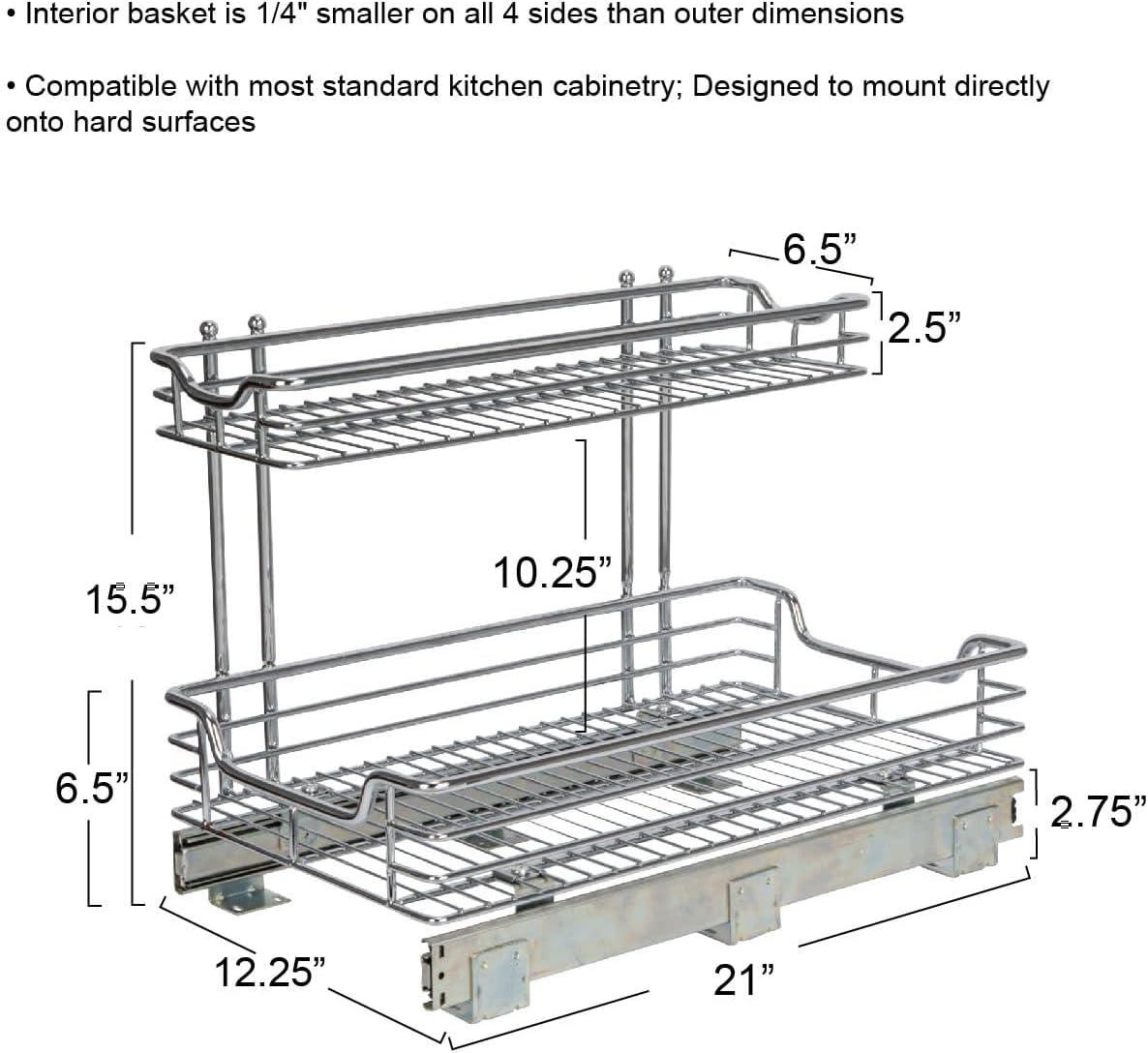 Chrome-Plated Steel 2-Tier Pull-Out Under Sink Organizer