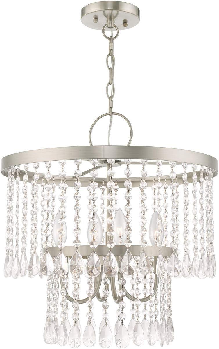 Livex Lighting 51064 Elizabeth 4 Light 18" Wide Crystal Drum Chandelier - Nickel