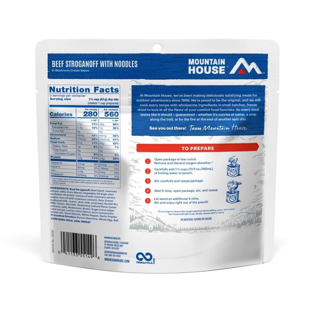 Mountain House Beef Stroganoff w/Noodles, Freeze-Dried Food, 2 Servings, Not Gluten Free