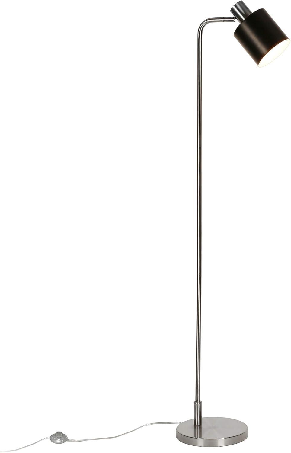 Sleek Industrial 65'' Nickel & Black Smart-Compatible Floor Lamp