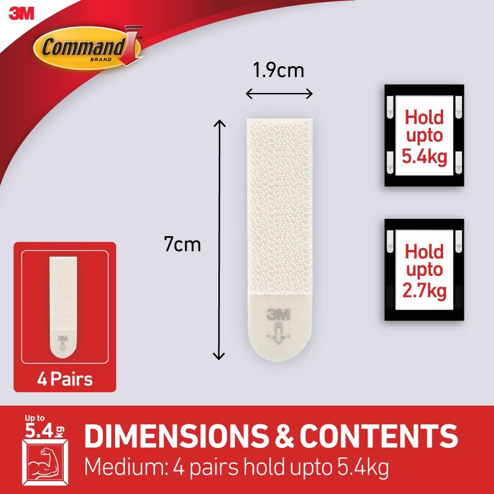 Command Medium Picture Hanging Strips White: Adhesive Wall Mounting for Art & Stationery