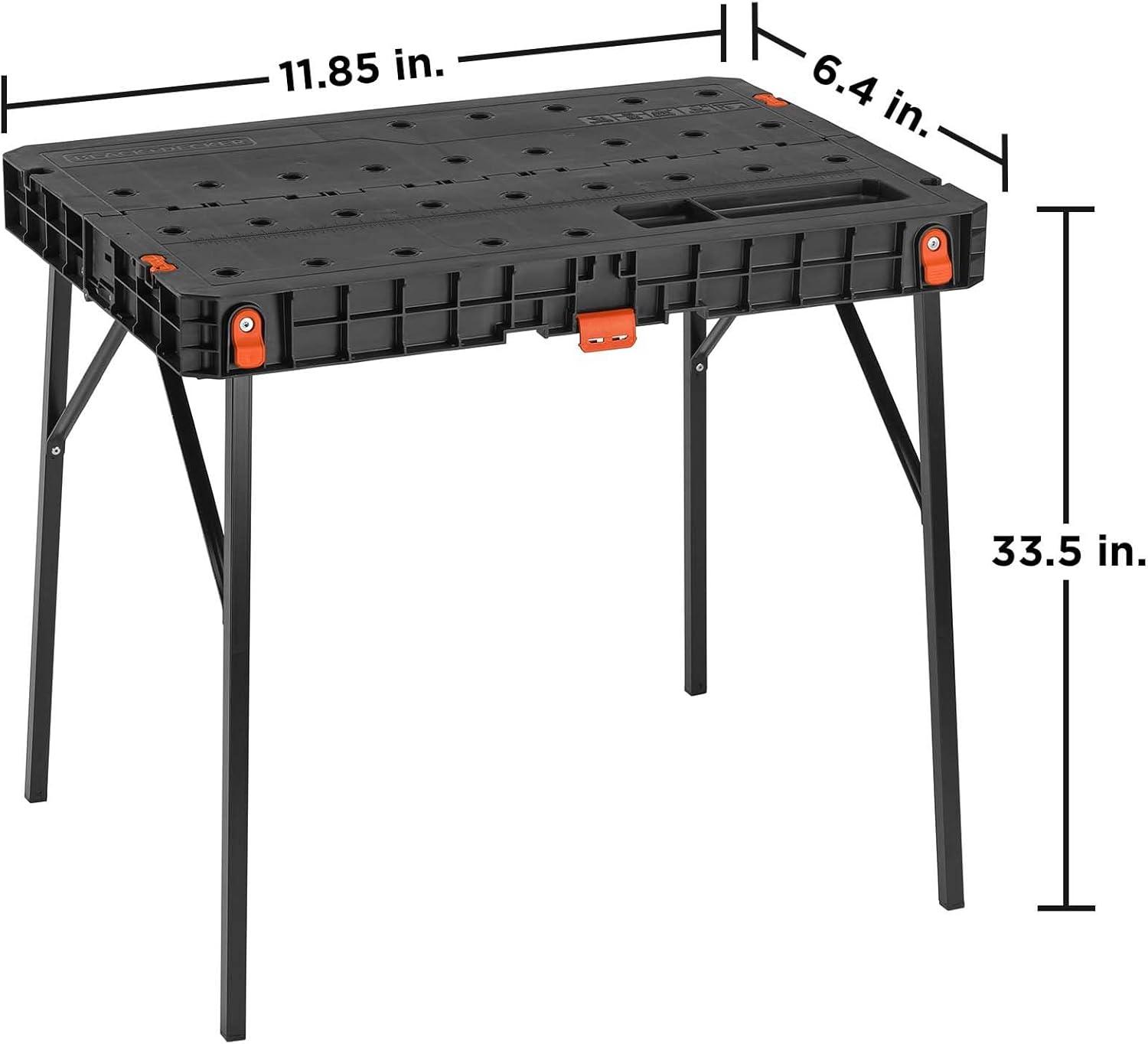 Black Foldable Plastic Workbench with Integrated Measurement Guide