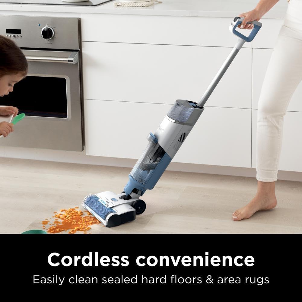 Blue Cordless Stick Vacuum with Self-Cleaning System