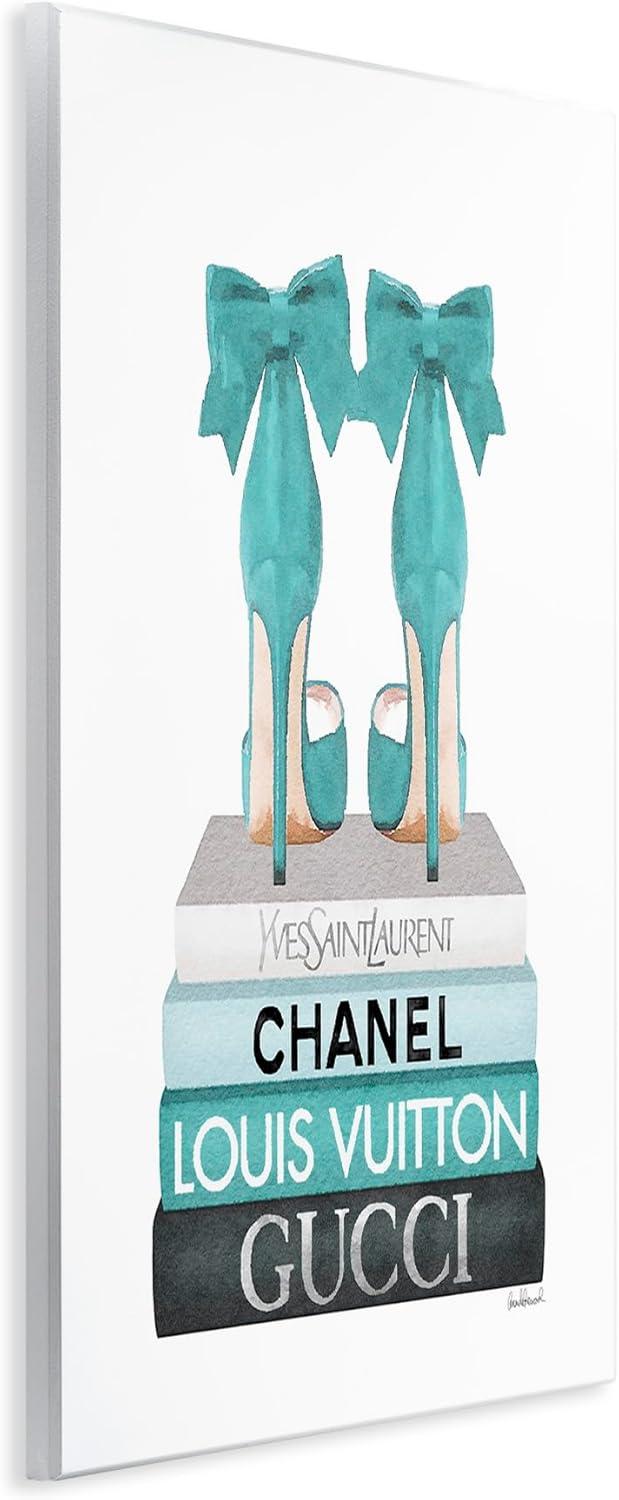 Stupell Industries Turquoise Bow Heels on Books Women's Fashion Designed by Amanda Greenwood