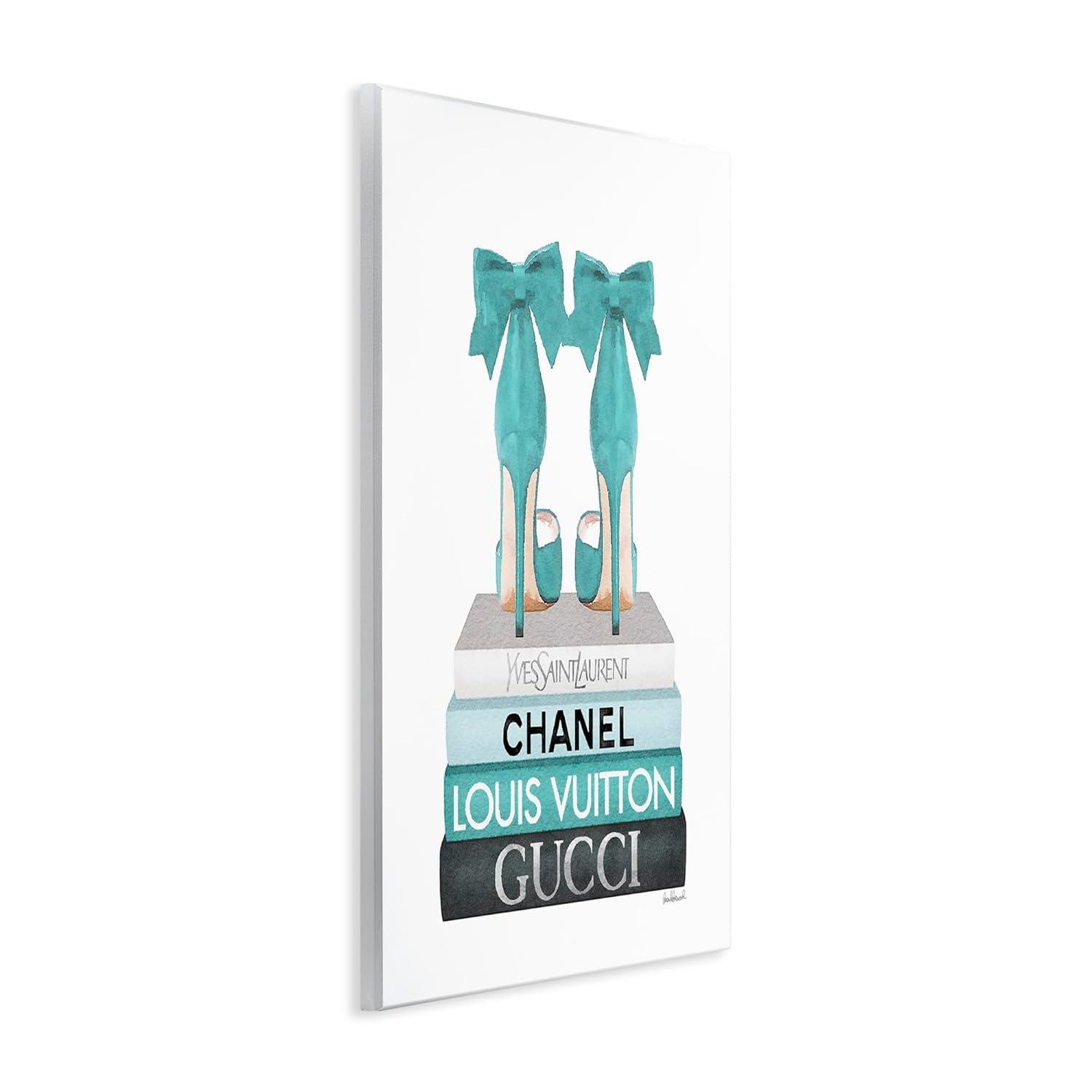Stupell Industries Turquoise Bow Heels on Books Women's Fashion Designed by Amanda Greenwood