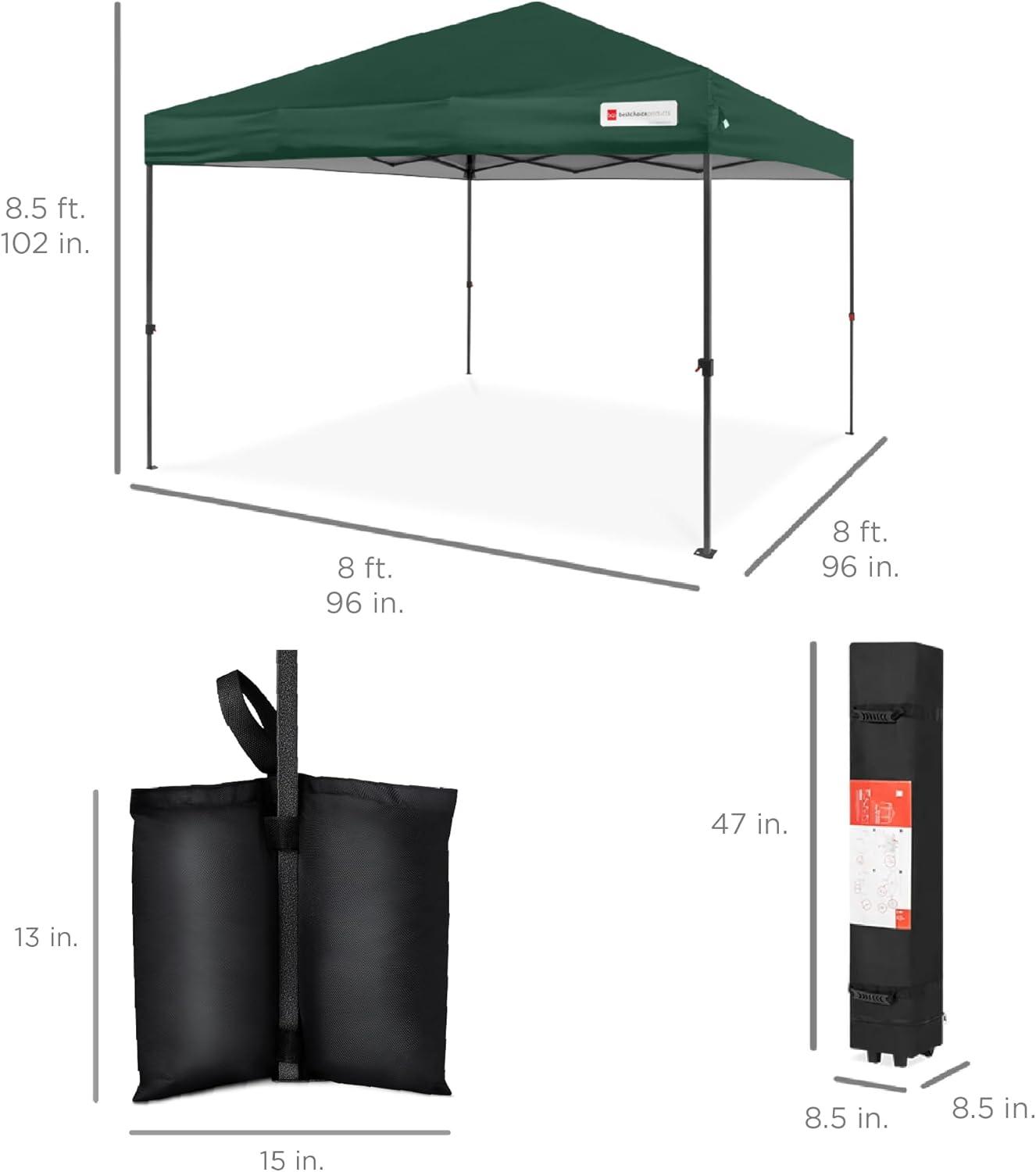 Best Choice Products Best Choice Products Easy Setup Pop Up Canopy W/ 1-Button Setup, Wheeled Case, 4 Weight Bags