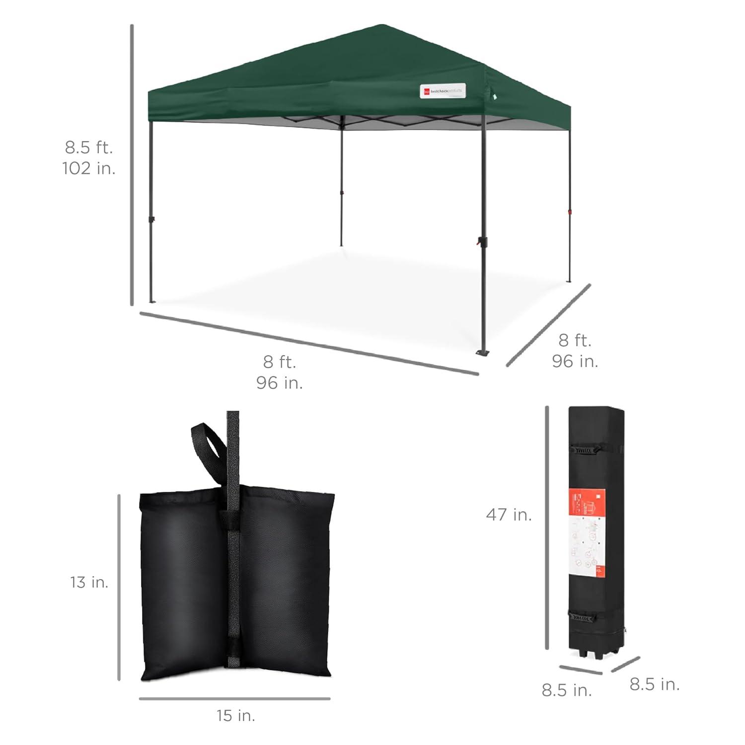 Best Choice Products Best Choice Products Easy Setup Pop Up Canopy W/ 1-Button Setup, Wheeled Case, 4 Weight Bags