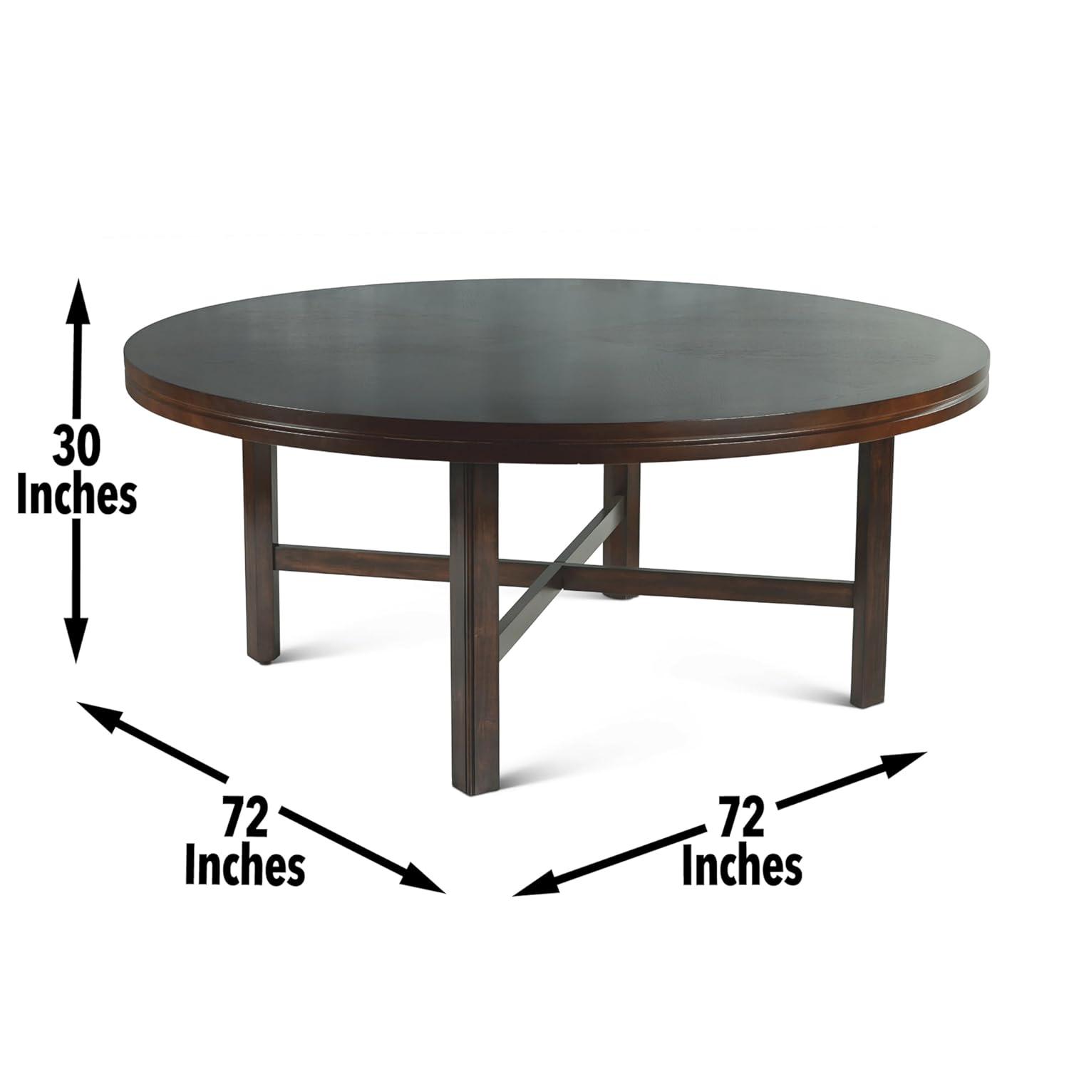 Steve Silver Co. 72" Talbot Round Dining Table Dark Oak : Seats 8, Mid-Century Modern, Wood Veneer