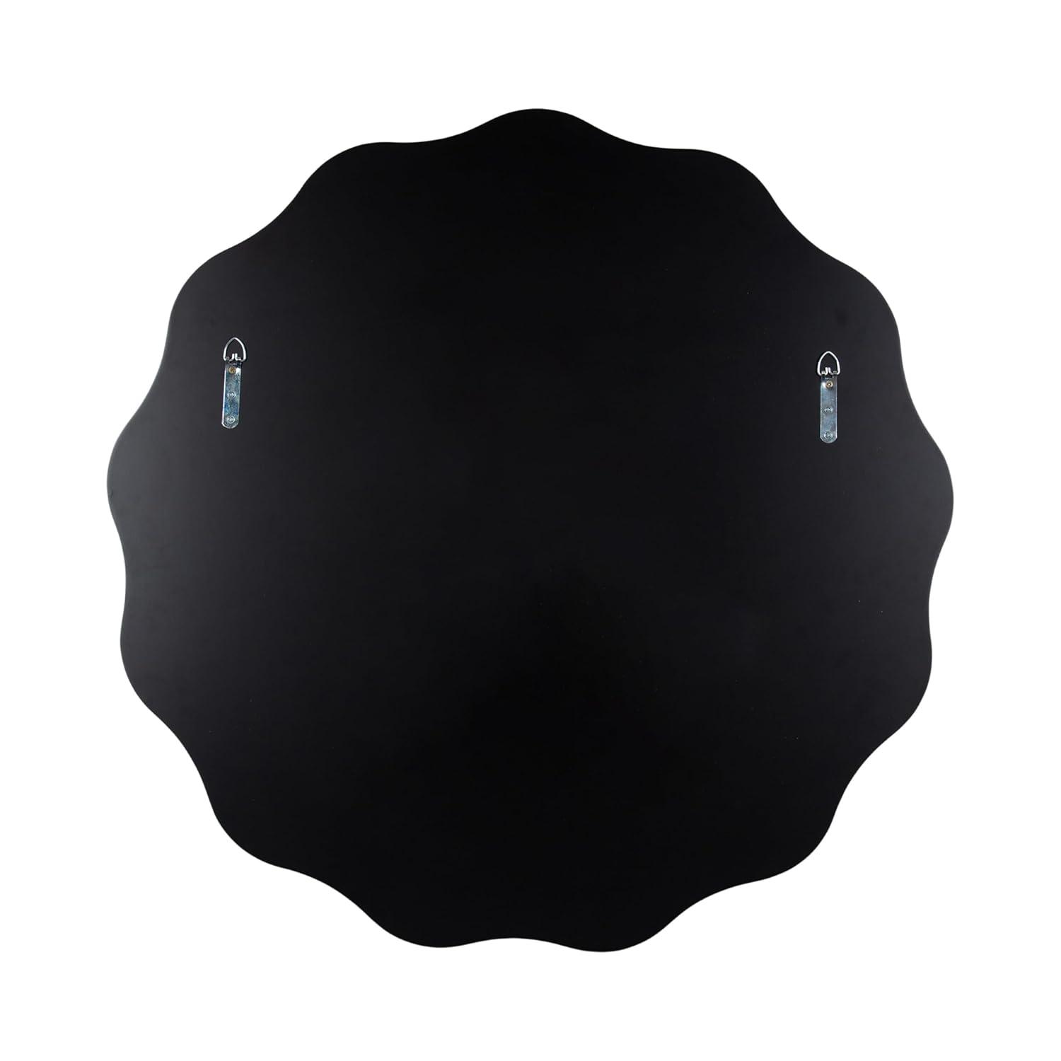 Kate & Laurel All Things Decor 32"x32" Viona Round Scalloped Mirror Gold: Luxury Glam Decor, No Assembly, Espejo