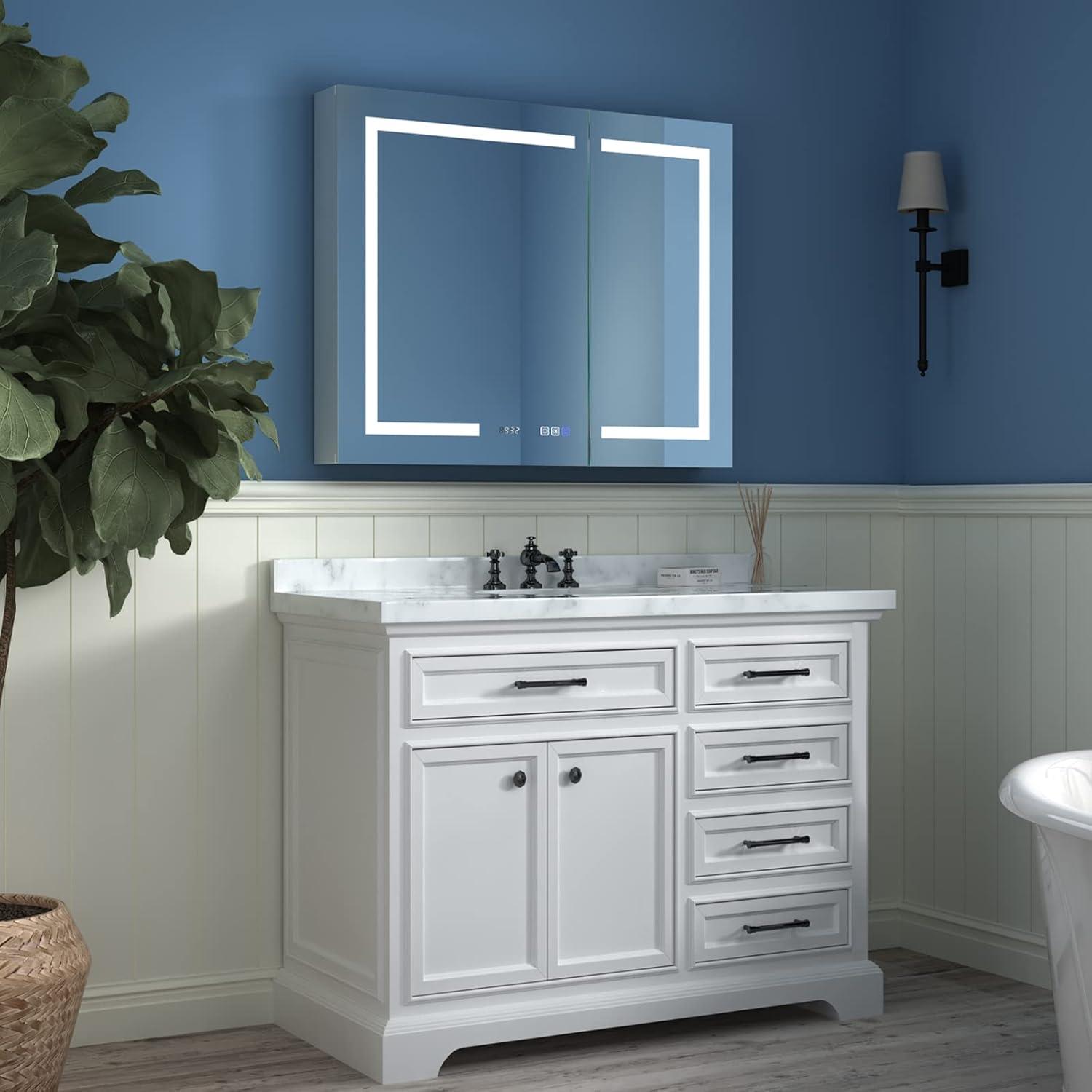 ExBrite 36" x 30" LED Lighted Bathroom Medicine Cabinet with Mirror