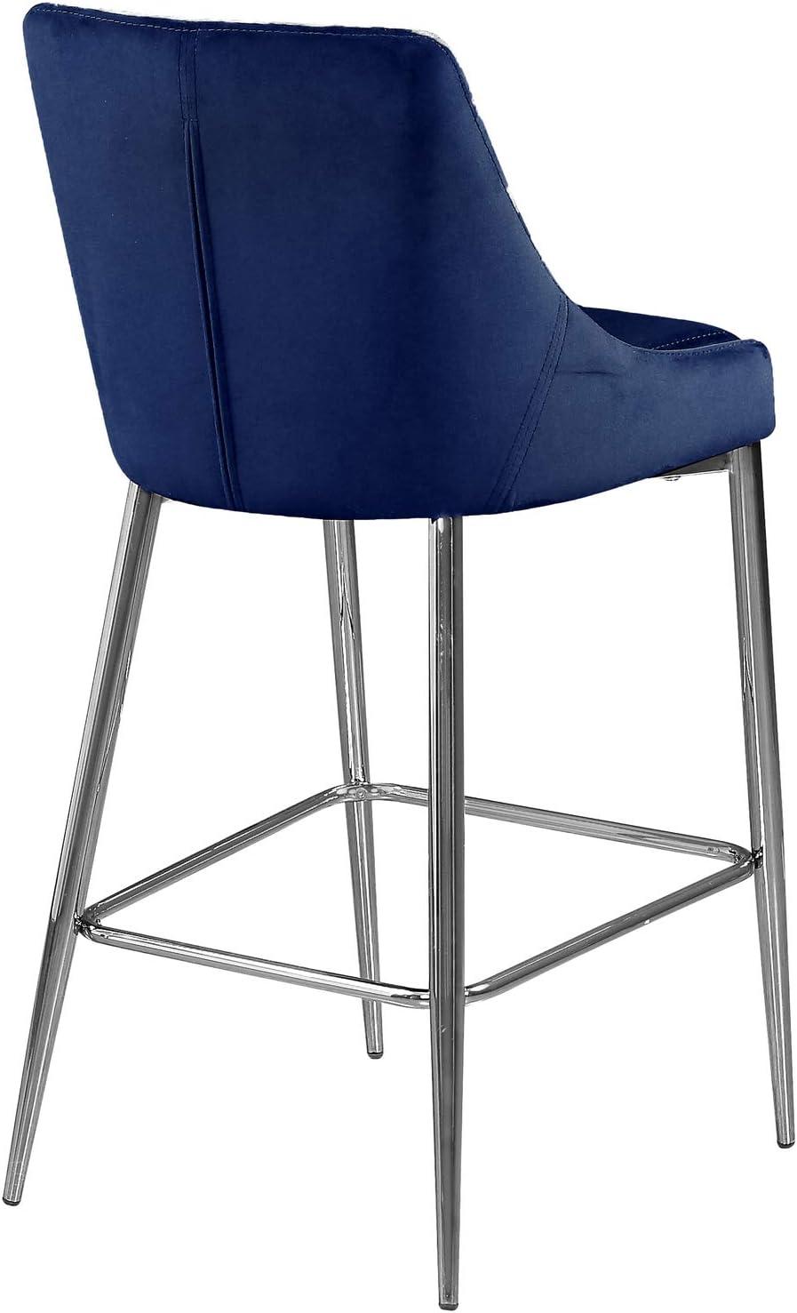 Meridian Furniture Karina 27.5"H Velvet Counter Stool in Navy (Set of 2)