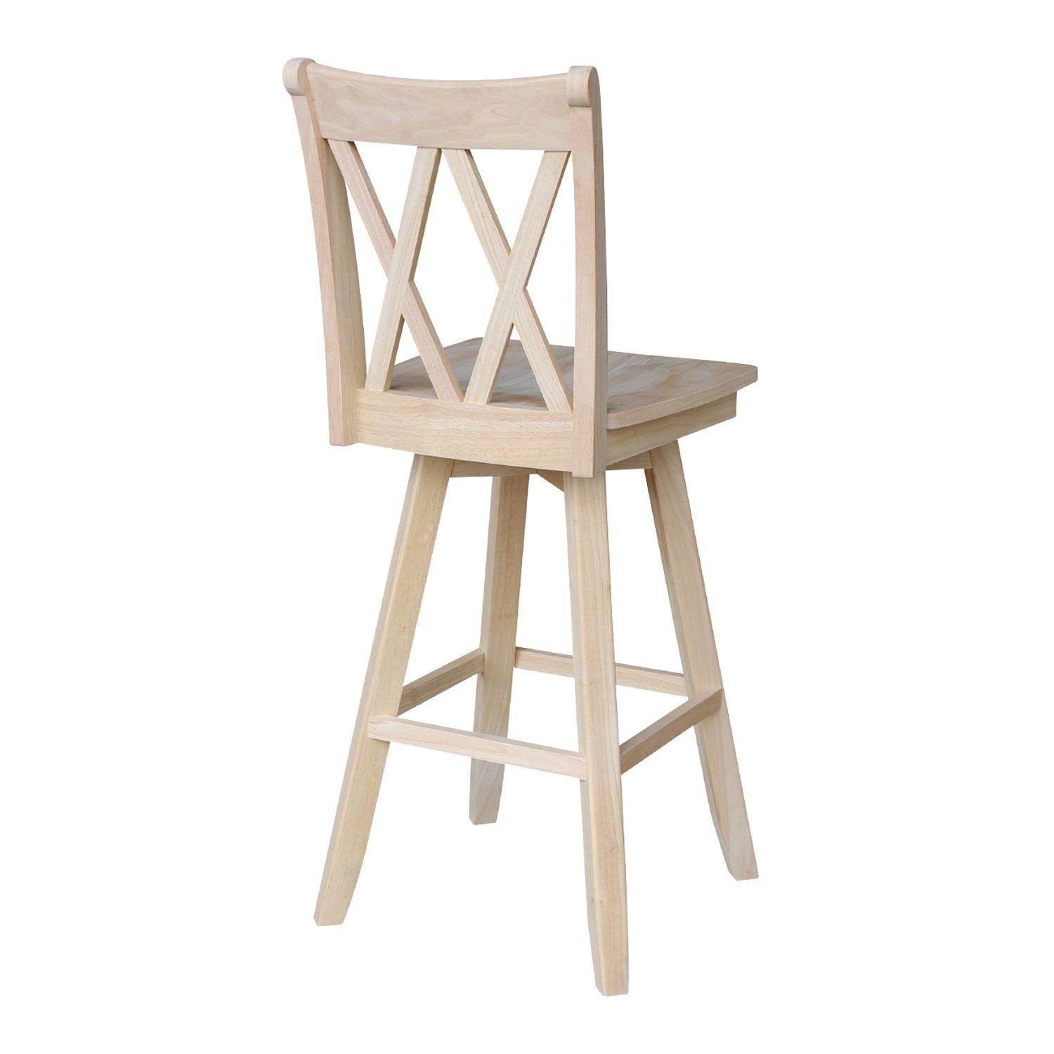 International Concepts Double "X" Back Bar Height Stool - With Swivel 30" Seat Height