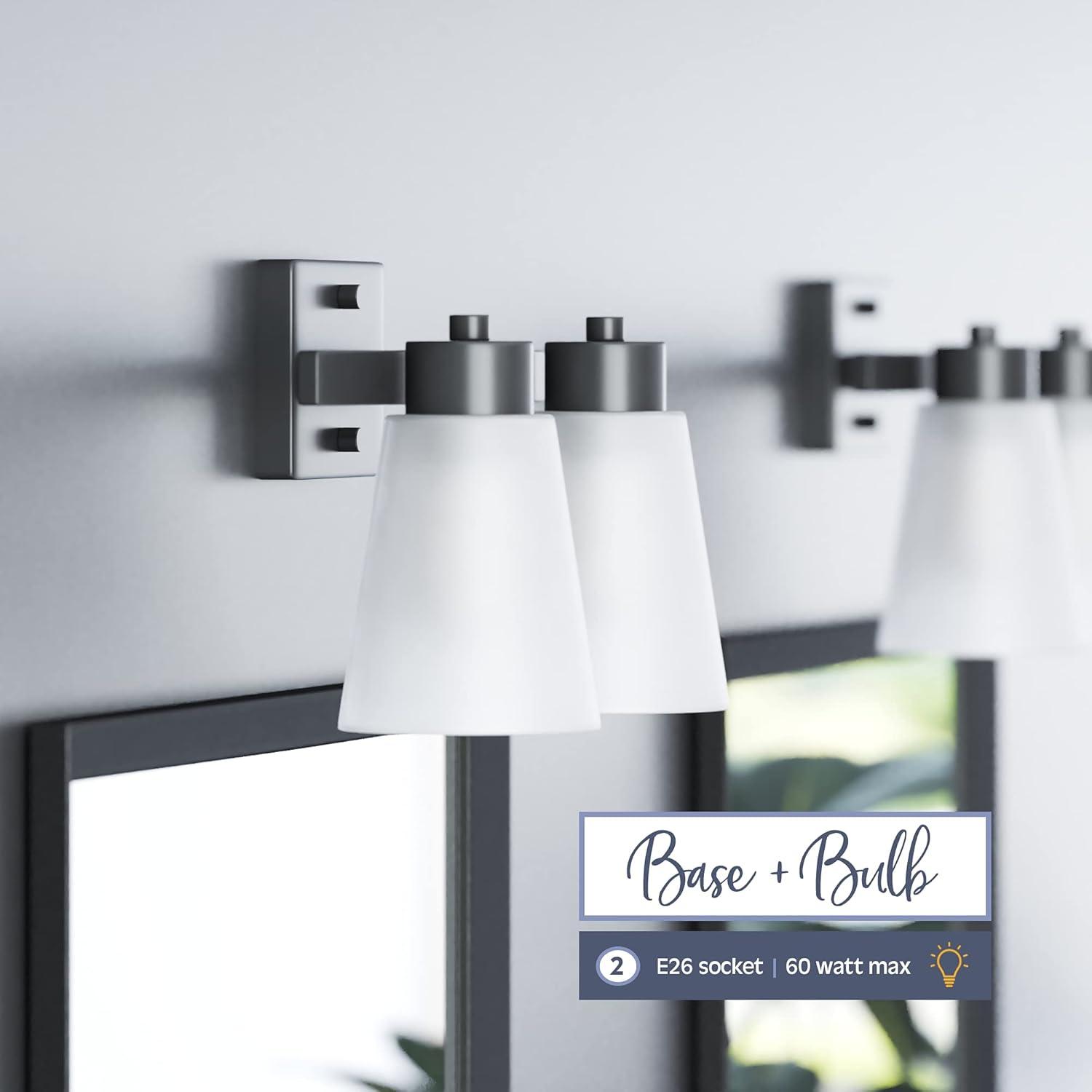 Prominence Home Fairendale 4-Light Matte Black Bathroom Vanity Light with Frosted Glass Shade