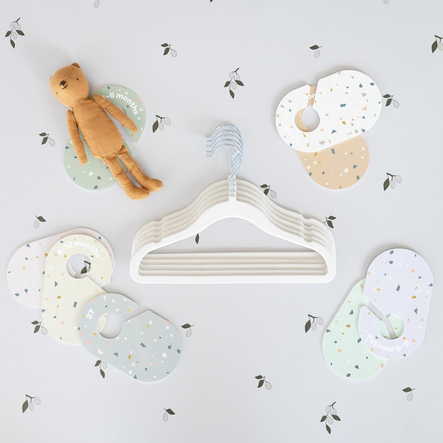 Cream Velvet Baby Hangers with Terrazzo Print Dividers