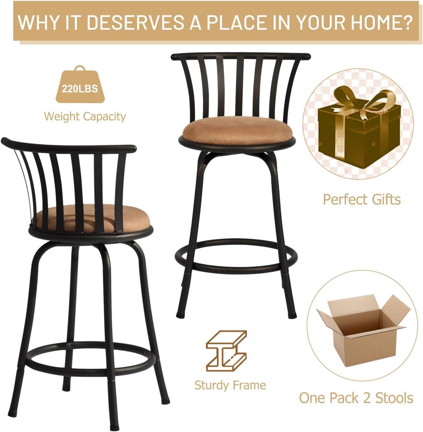 Williston Forge Swivel Upholstered Counter Stool with Both 24"/29" Legs Shipped for Height Adjustable (Set of 2)