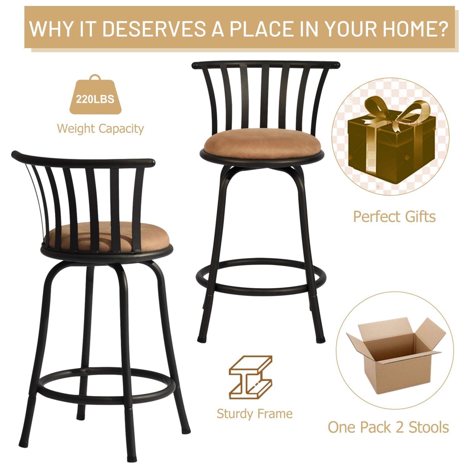 Williston Forge Swivel Upholstered Counter Stool with Both 24"/29" Legs Shipped for Height Adjustable (Set of 2)