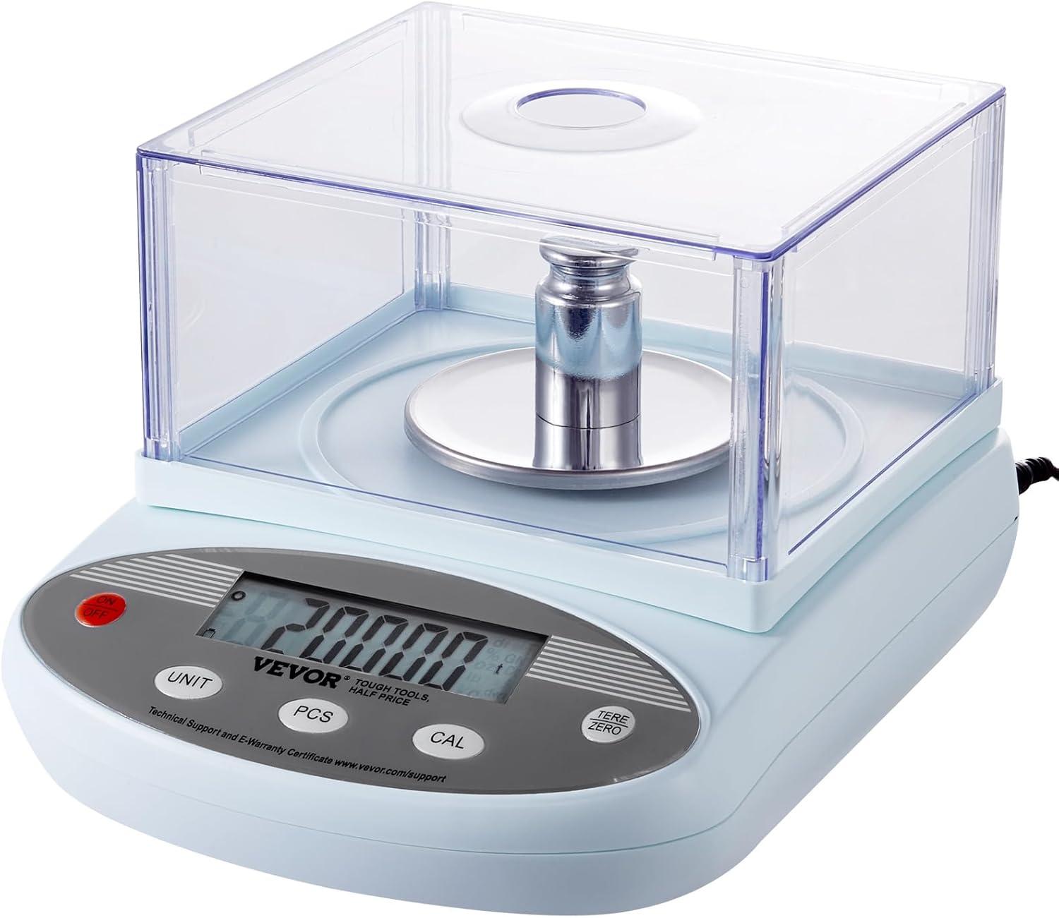 VEVOR Analytical Balance Lab Scale 500g x 0.001g 13 Units with Windshield LCD
