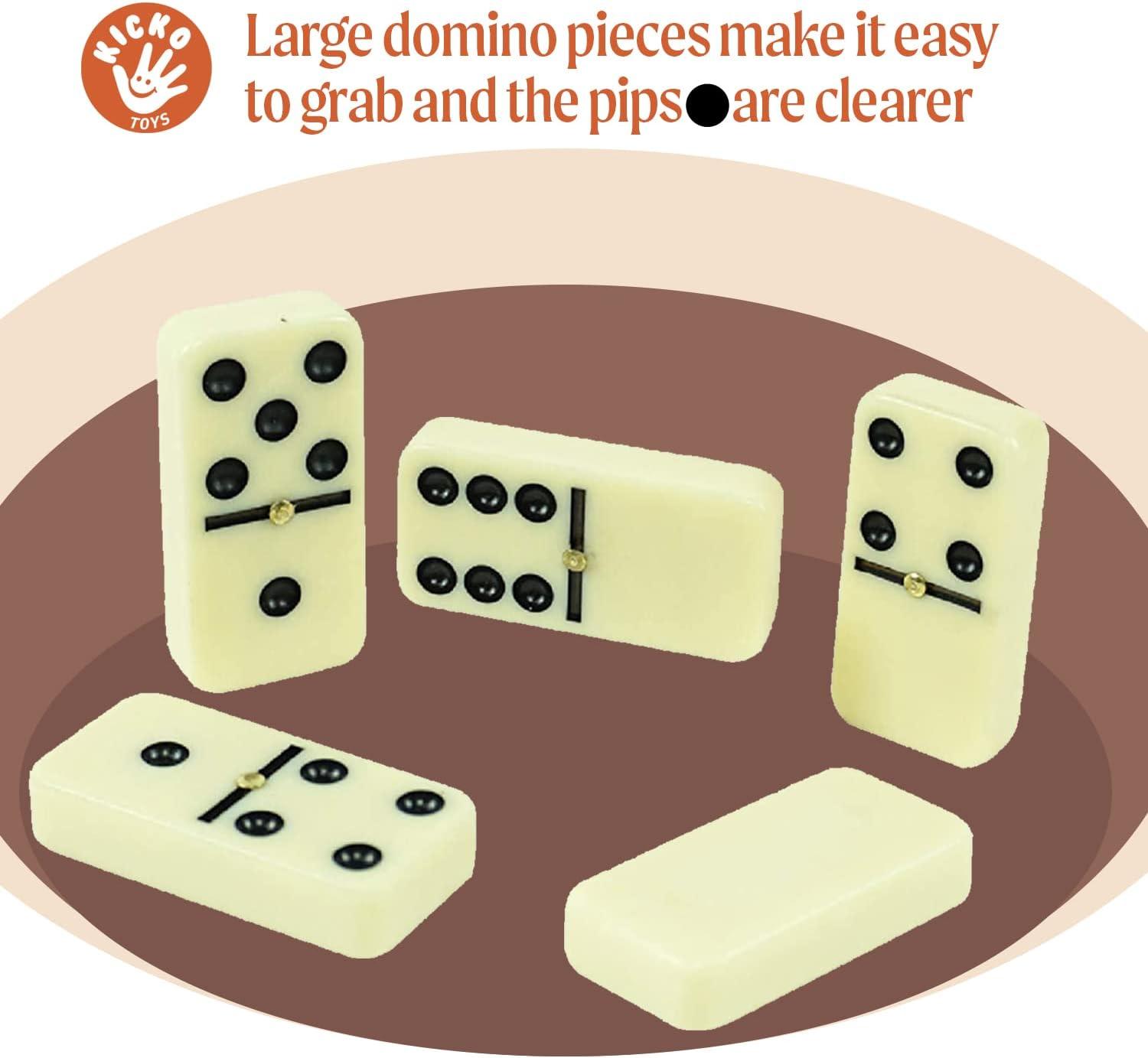 Jumbo Double Six Domino Set in Vegan Leather Case