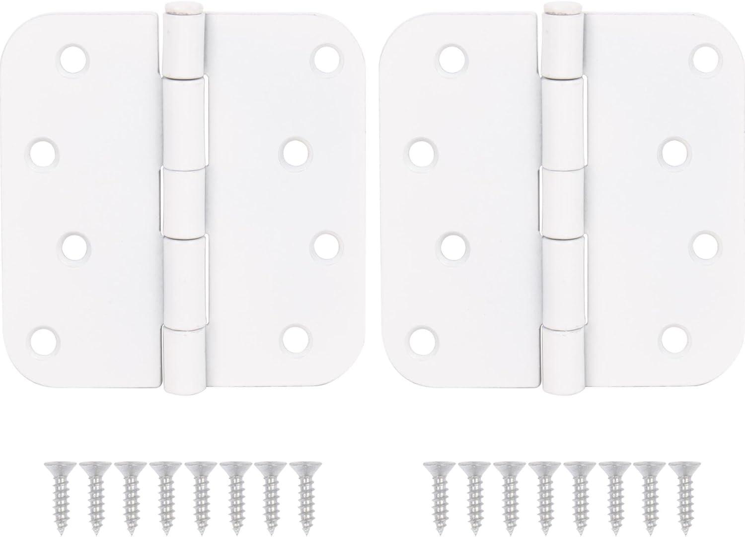 Stone Harbor Hardware 4" Door Hinges, 5/8" Radius Corner, White, 2-Pack