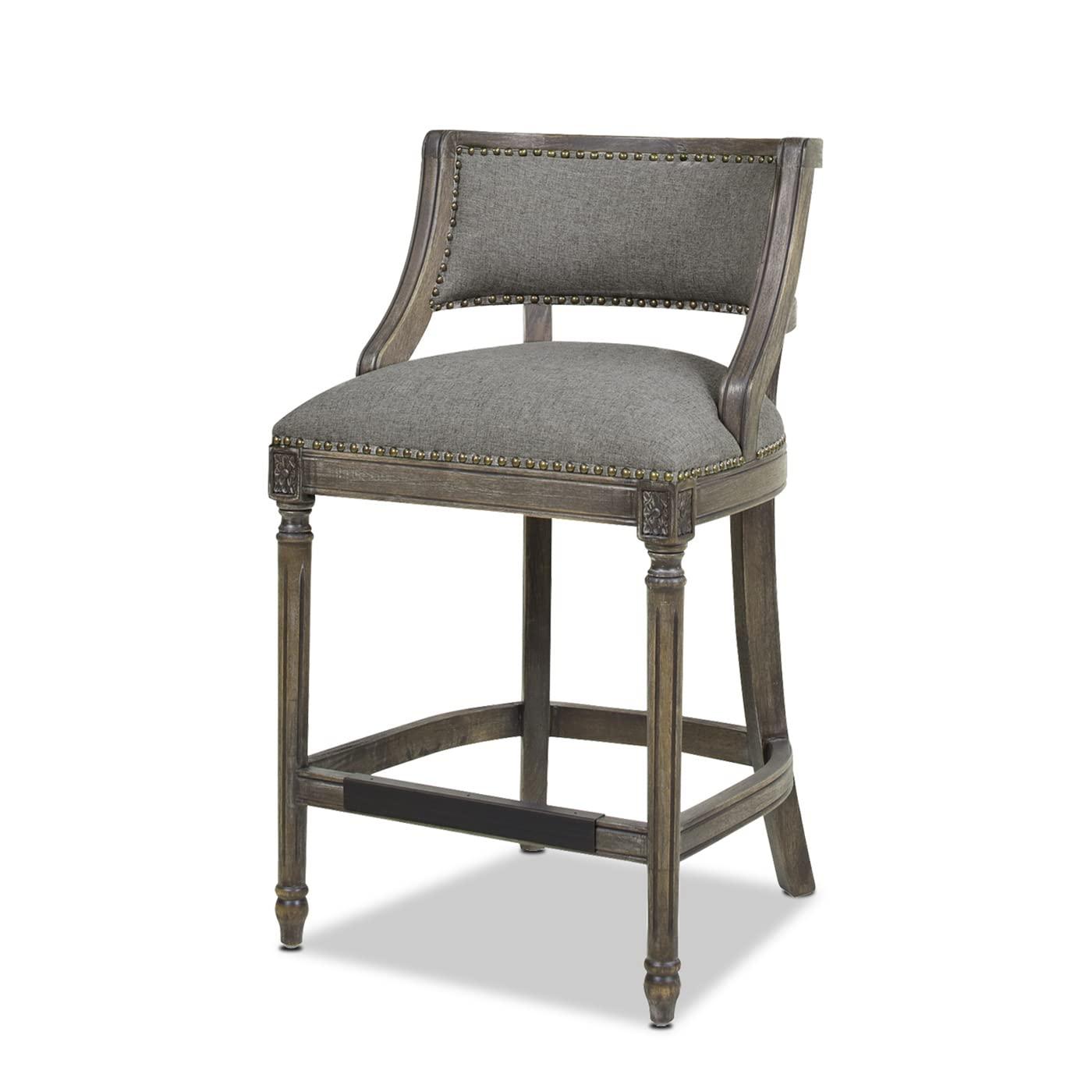 Jennifer Taylor Home Paris 26.5" Counter Bar Stool Dark Heathered Grey Linen