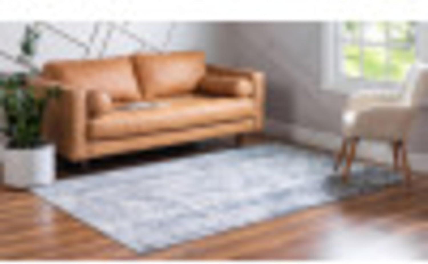 Unique Loom Portland Collection Area Rug - Depoe (6' 1" x 9' Rectangle Blue/Beige)