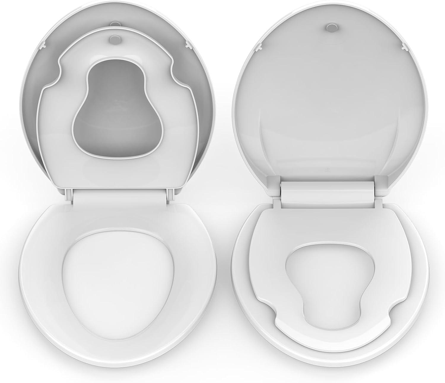 Danolapsi Elongated Toilet Seat with Built in Potty Training Seat,Quiet-Close Lid and Seat,Never Loosen,Potty Training Toilet Seat for Toddlers,Quick-Attach Hardware,Fits both Adult and Child