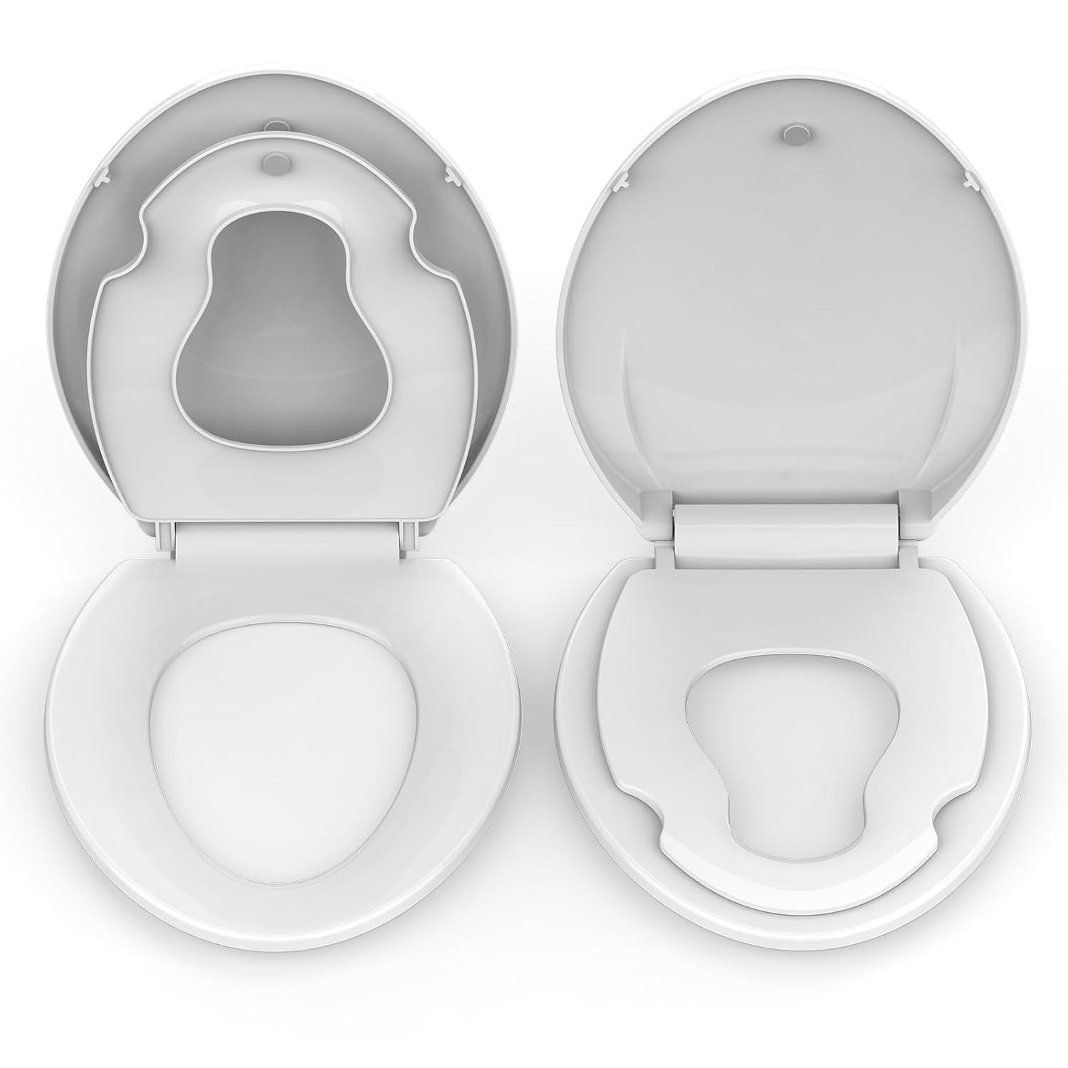 Danolapsi Elongated Toilet Seat with Built in Potty Training Seat,Quiet-Close Lid and Seat,Never Loosen,Potty Training Toilet Seat for Toddlers,Quick-Attach Hardware,Fits both Adult and Child