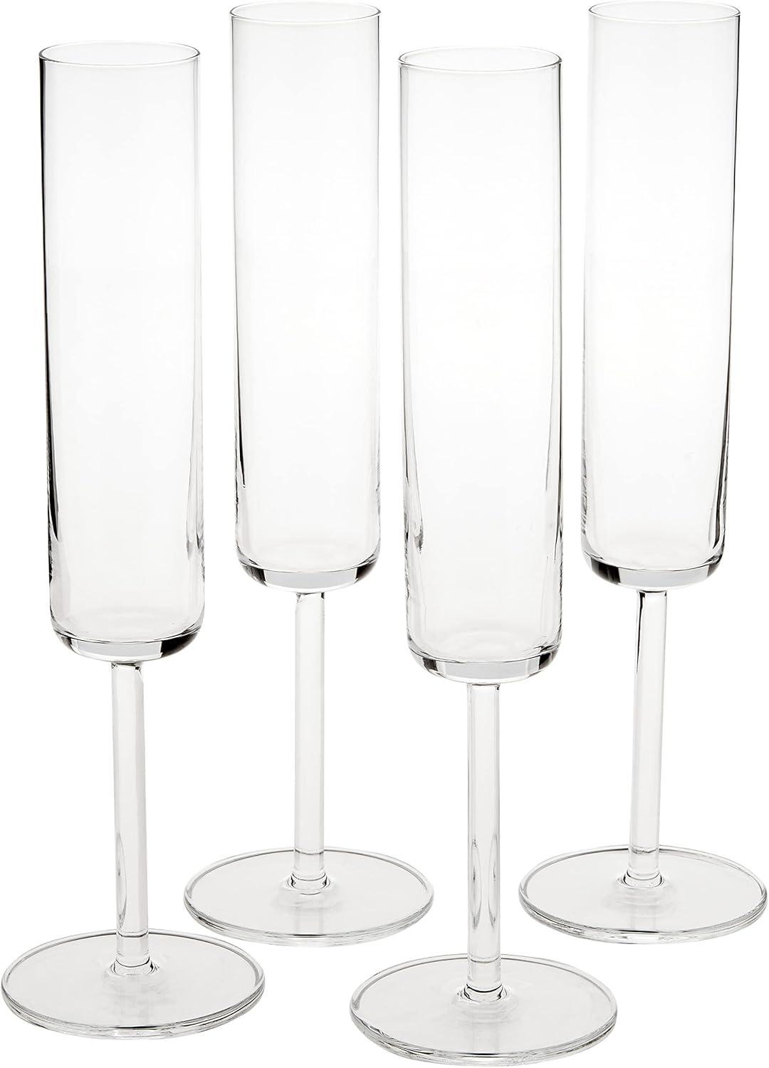 Modo 5.5 oz Clear Titanium Crystal Champagne Flutes, Set of 4