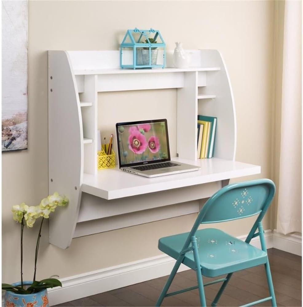 Prepac Floating Desk - Versatile Wall Mounted Desk for Small Spaces, Efficient Computer Desk with Storage, Black Wall Desks, Perfect for Modern Homes