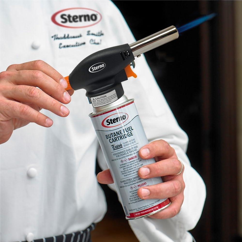 Sterno Butane Torch Lighter - Kitchen Blow Torch & Butane Torch for Cooking, Butane Torch Head with Automatic Safety Shut-Off Sensor - Compatible with Most Butane Fuel Canisters - 1 Handheld Torch