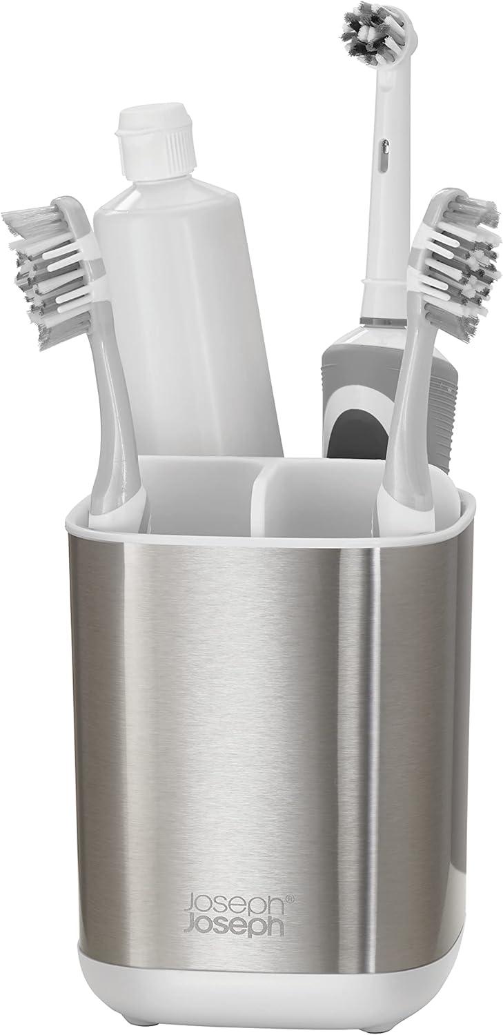 Joseph Joseph EasyStore Stainless Steel Compact Toothbrush Holder