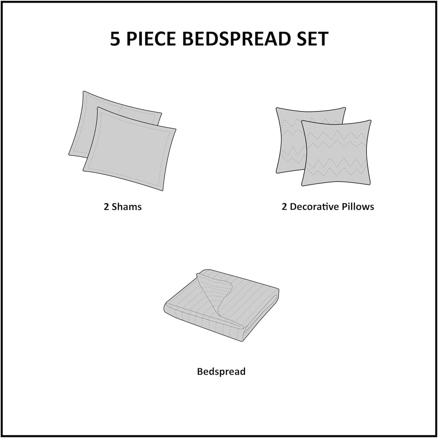 Bellagio 5 Piece Reversible Jacquared Coverlet Set