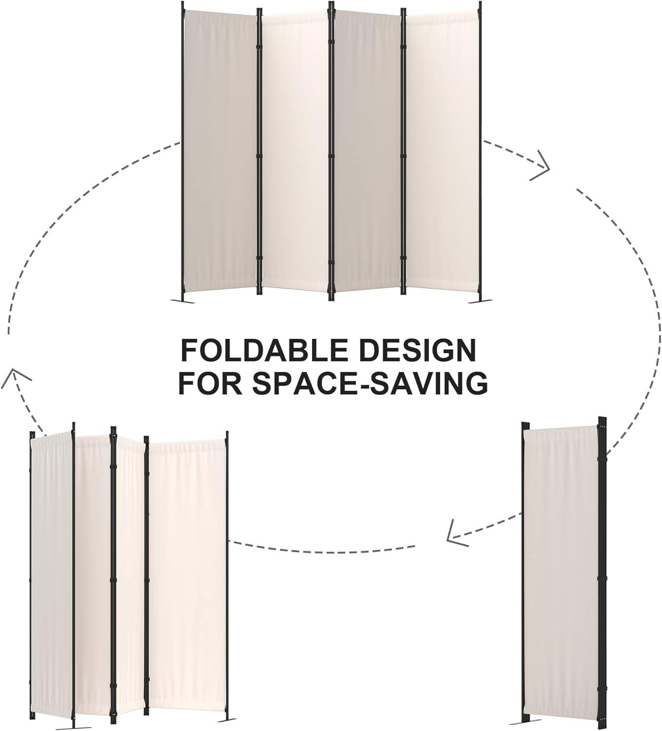 Room Divider Folding Privacy Screens 4 Panel Partitions 88" Dividers Portable Separating for Home Office Bedroom Dorm Decor (Grey)