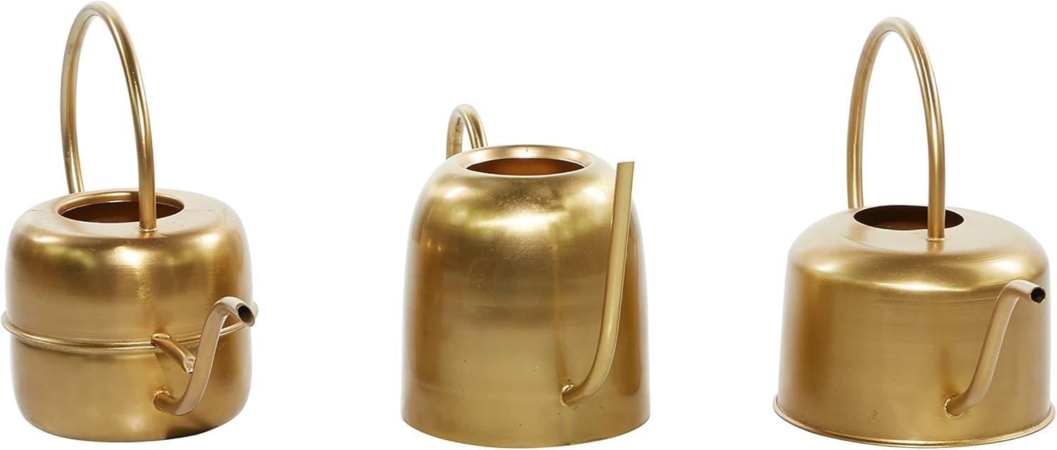 Set of 3 Glam Metal Planters Gold - Olivia & May: Indoor Iron Novelty Planters, No Drainage Hole, Tabletop Display