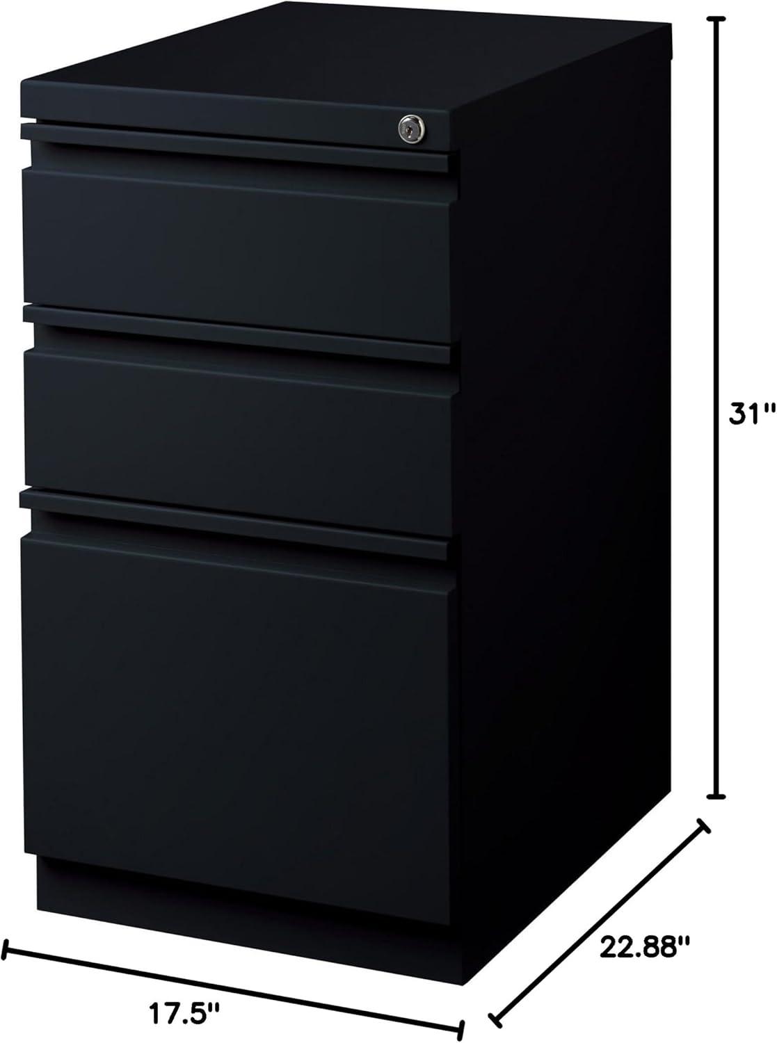 3 Drawers Vertical Steel Lockable Filing Cabinet, Black