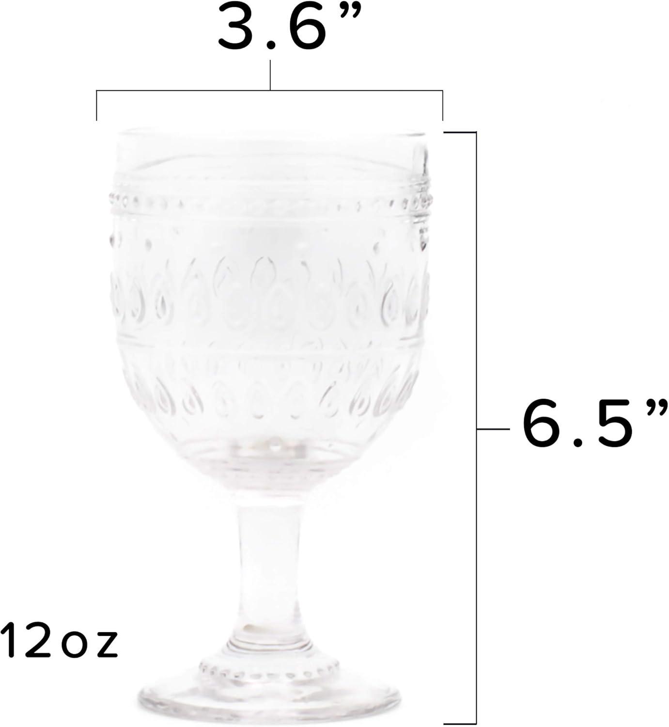 Fez Clear Glass 12oz Wine Goblet Set of 4